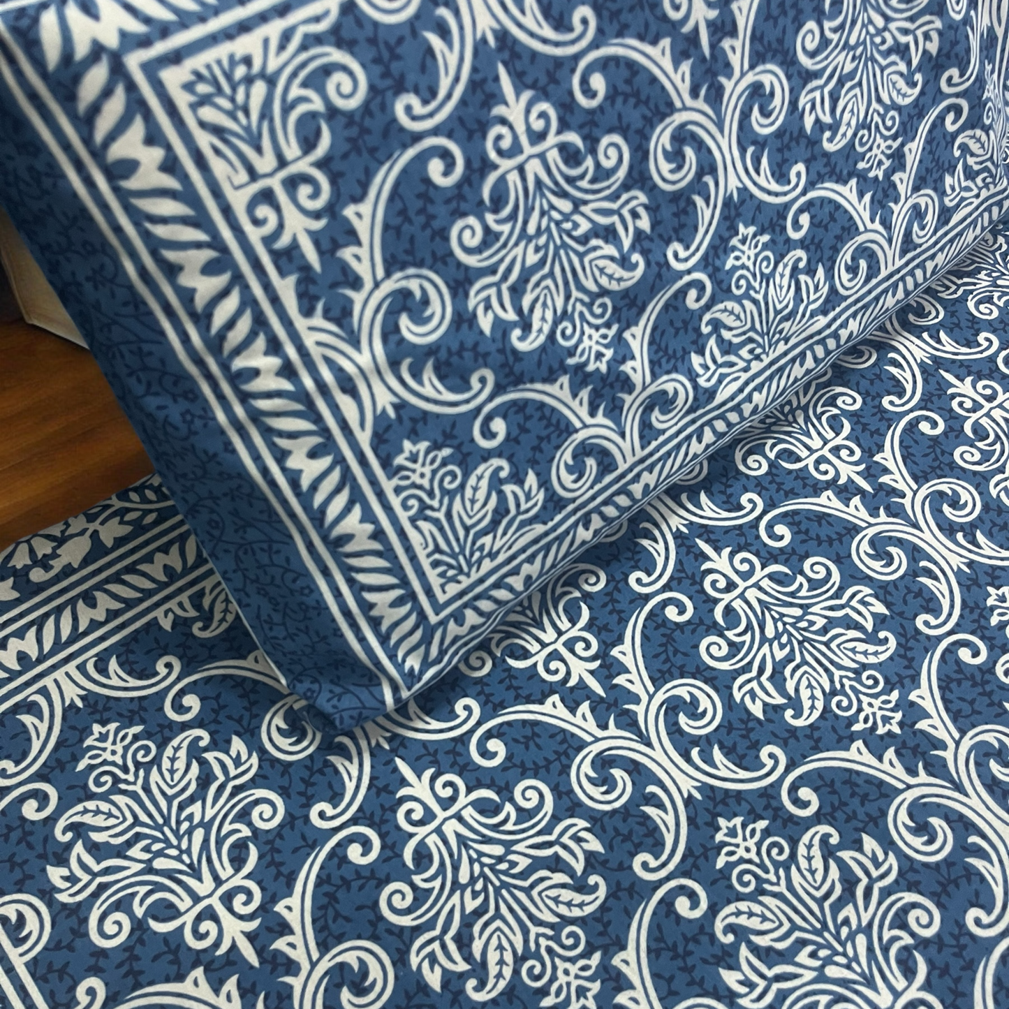 Regal Blue Pure Cotton Double Bed Bedsheet with 2 Pillow Covers Cotton Goodness