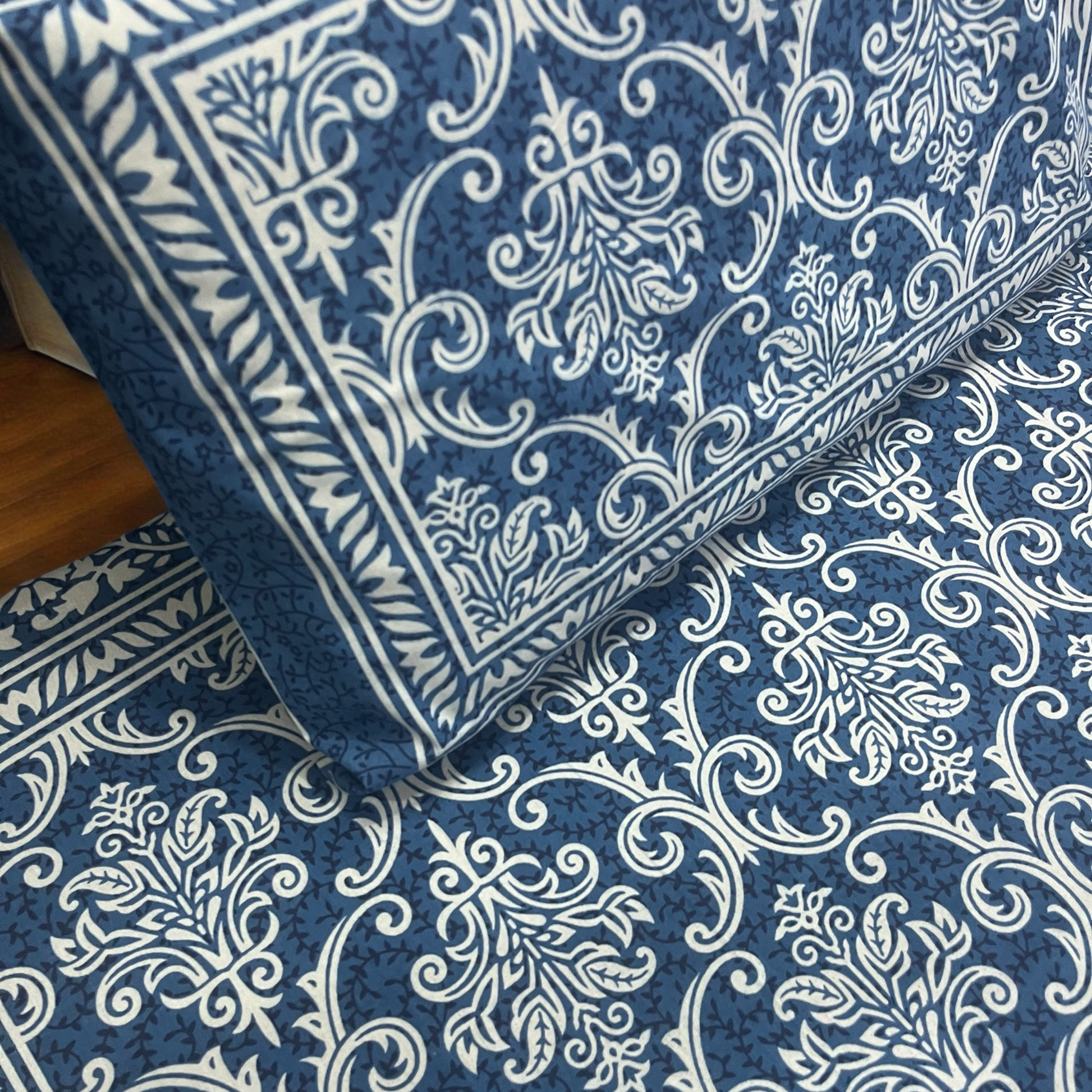 Regal Blue Pure Cotton Double Bed Bedsheet with 2 Pillow Covers Cotton Goodness