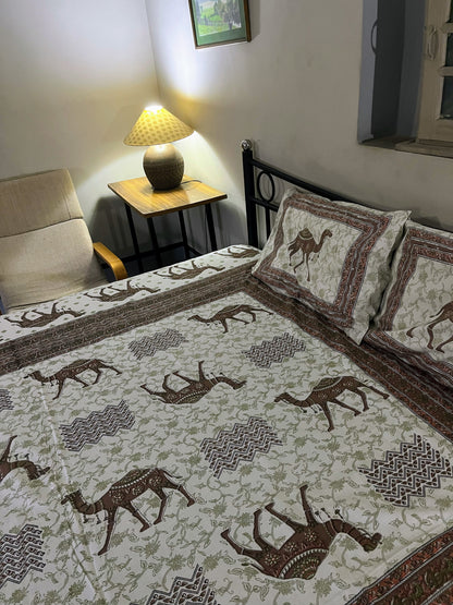 Safari Desert Printed 100% Premium Cotton Bedsheet With Two Pillow Covers Cotton Goodness