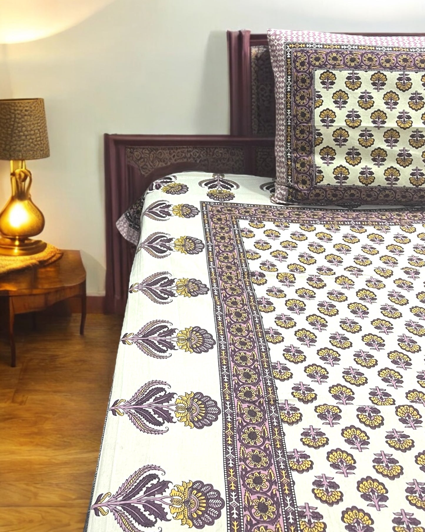 Spring Bloom 100% Pure Cotton Bedsheet with Two Pillow Covers